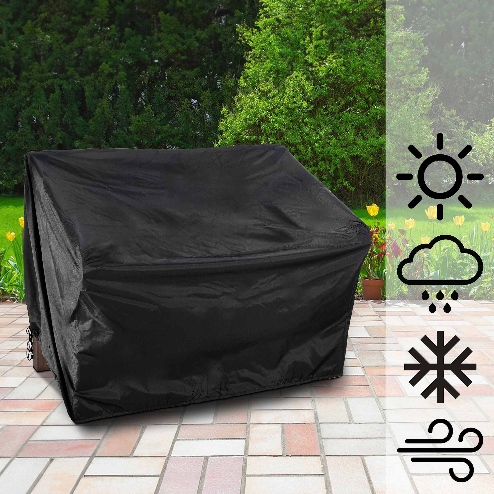 Teakbank 120 cm mit Abdeckhaube Halden