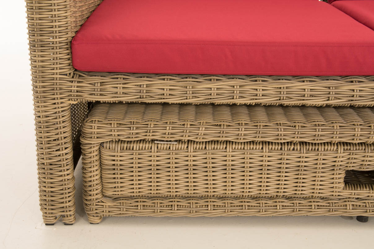 Polyrattan Sofa Ancona 5mm natura rubinrot