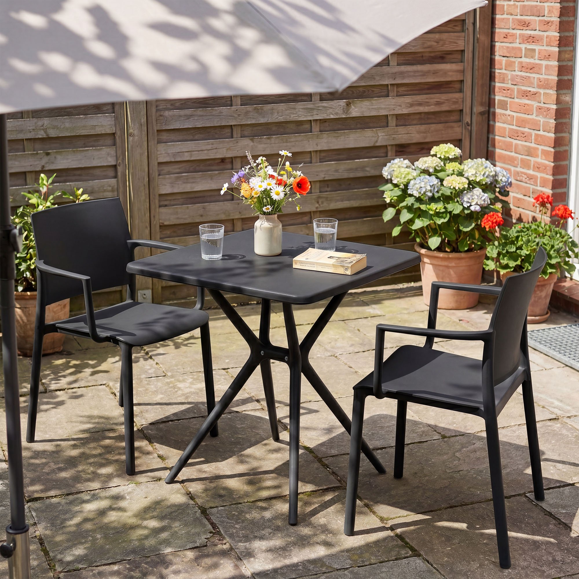 Gartenmöbel-Set Pula schwarz