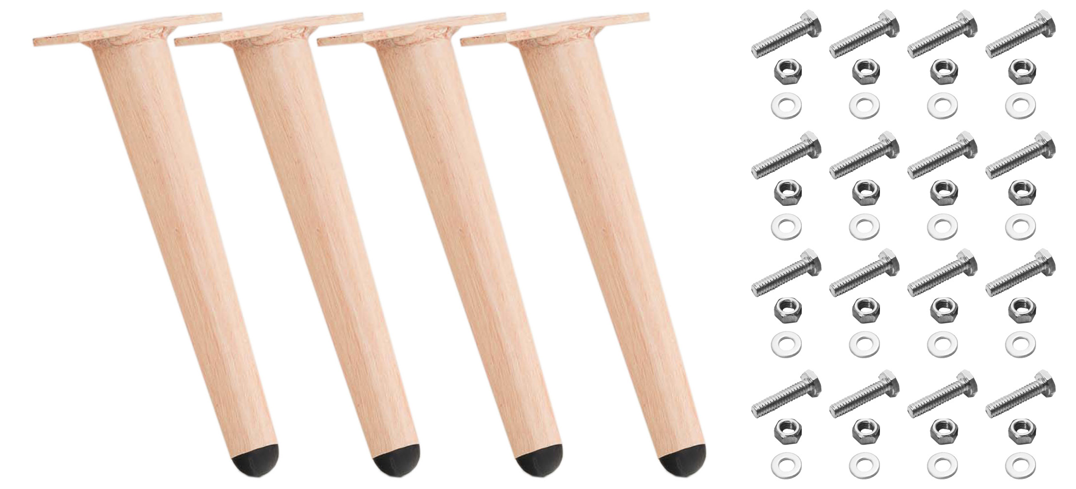 4er Set Möbelfüße hellbraun 21 cm