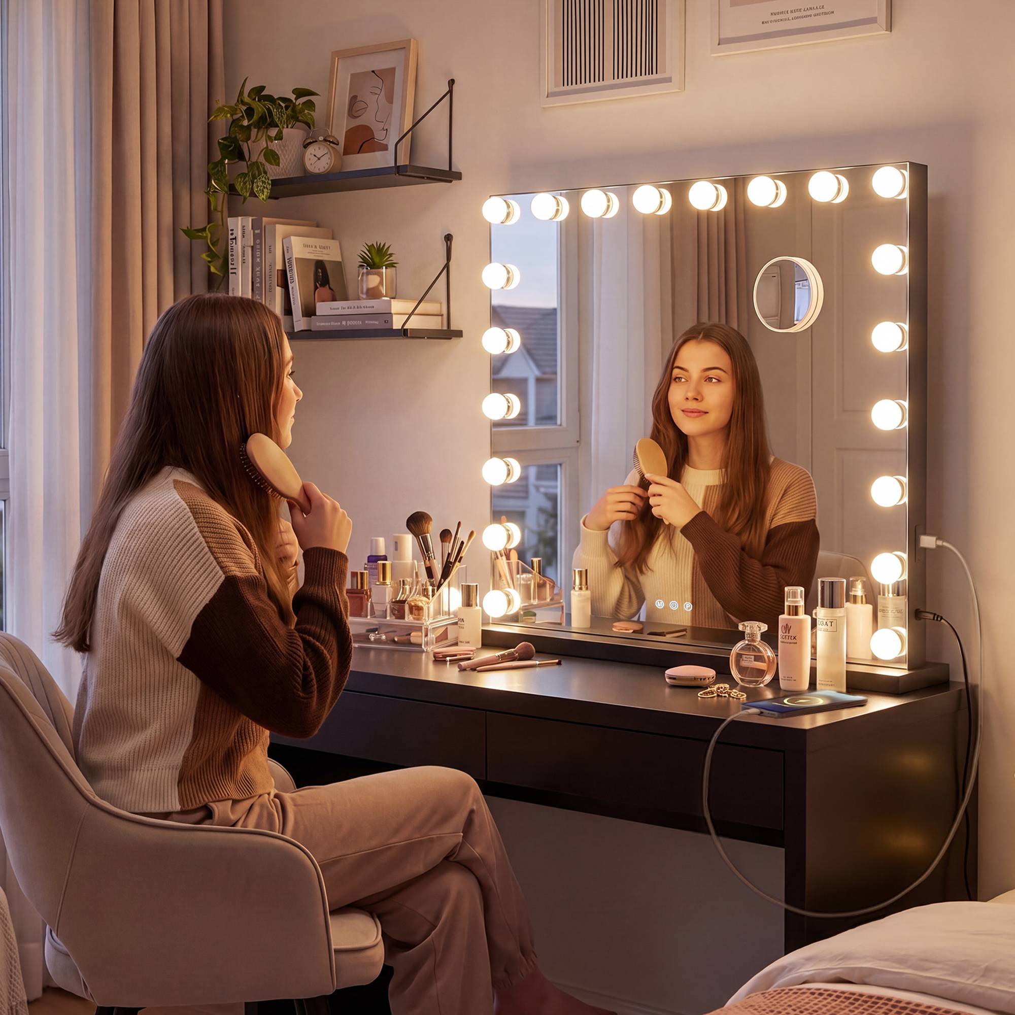Schminkspiegel Norlina mit Bluetooth schwarz mit Bluetooth