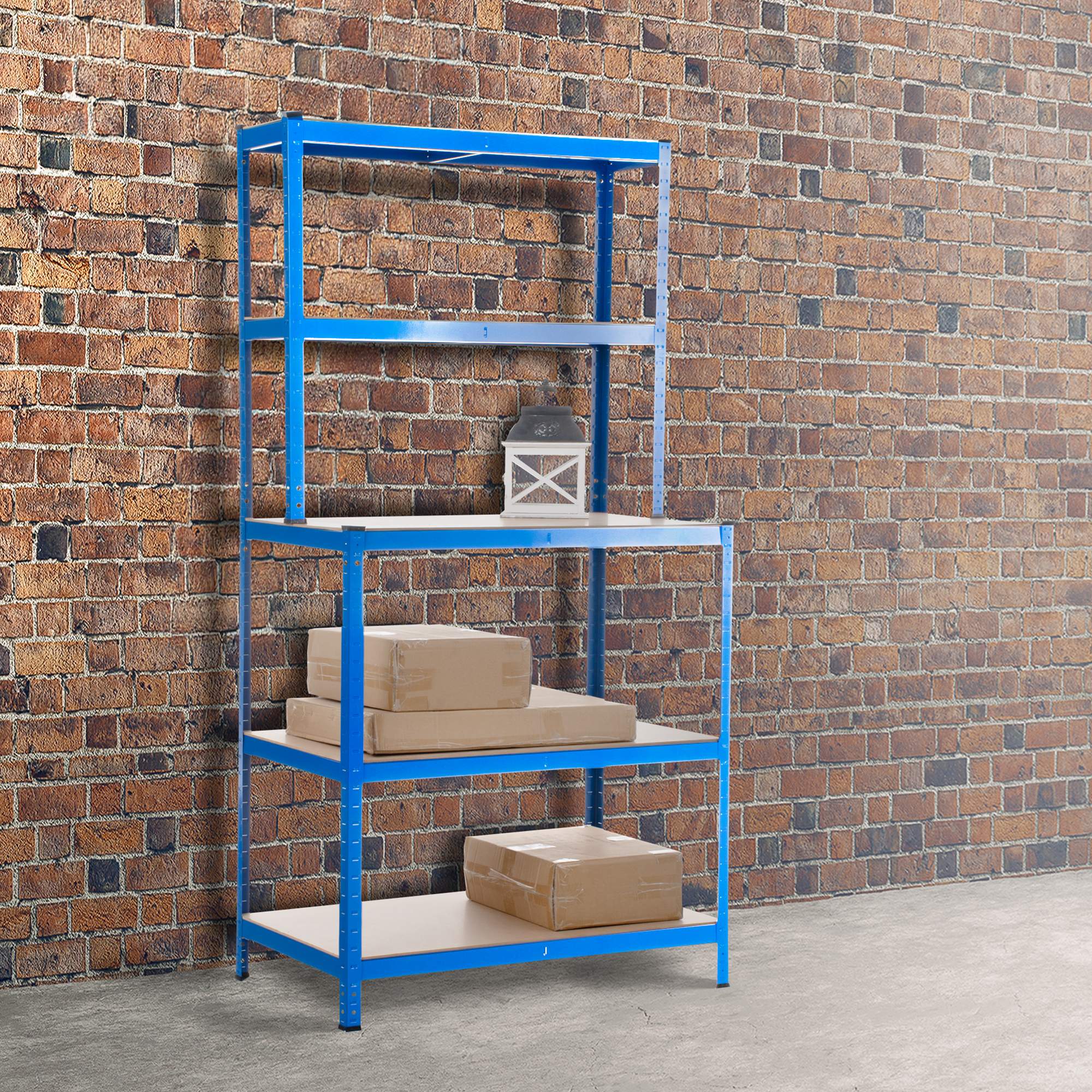 Steckregal mit Werkbank blau