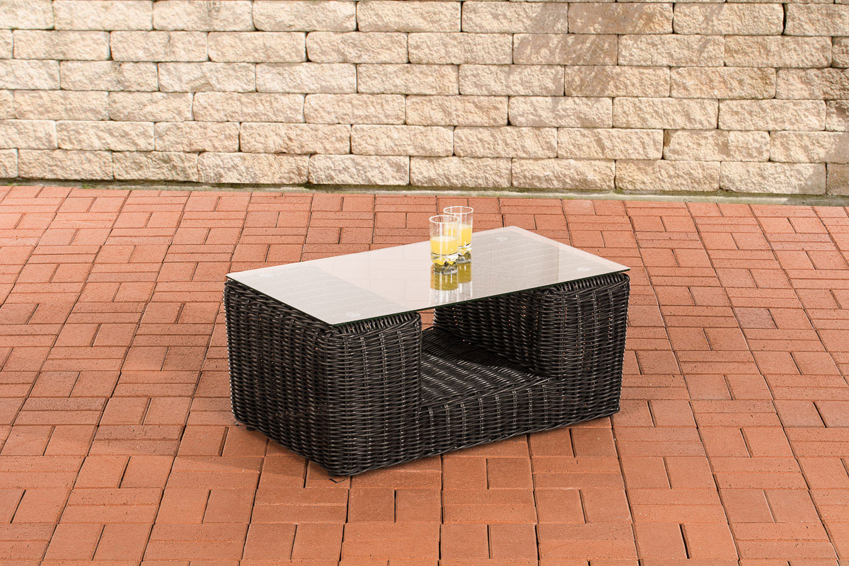 Polyrattan Glastisch Moss 80 x 50 cm schwarz