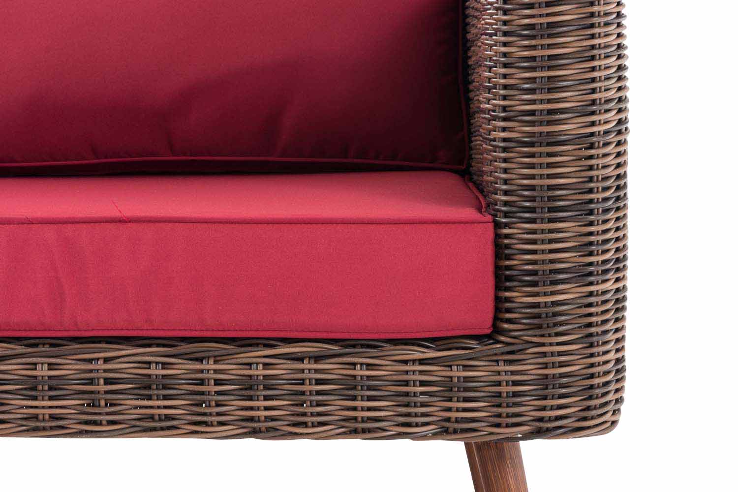 2er Sofa Molde mit Fußhocker 5mm Braun-meliert rubinrot 40 cm (Dunkelbraun)