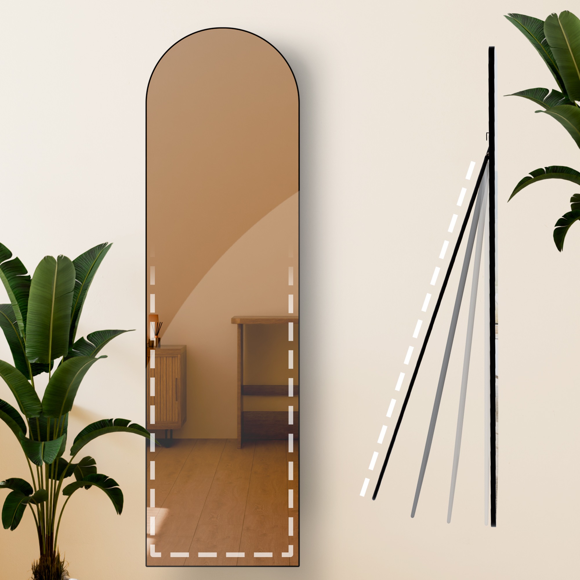 Spiegel Moline schwarz-matt 140x40 cm