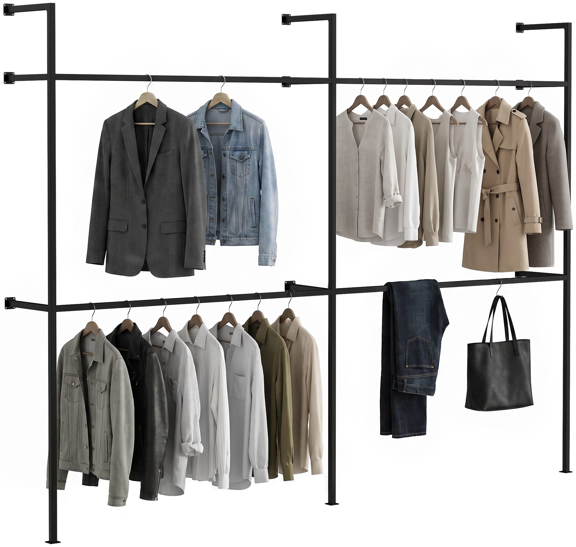 Wandgarderobe Arundel schwarz 296x35x220 cm