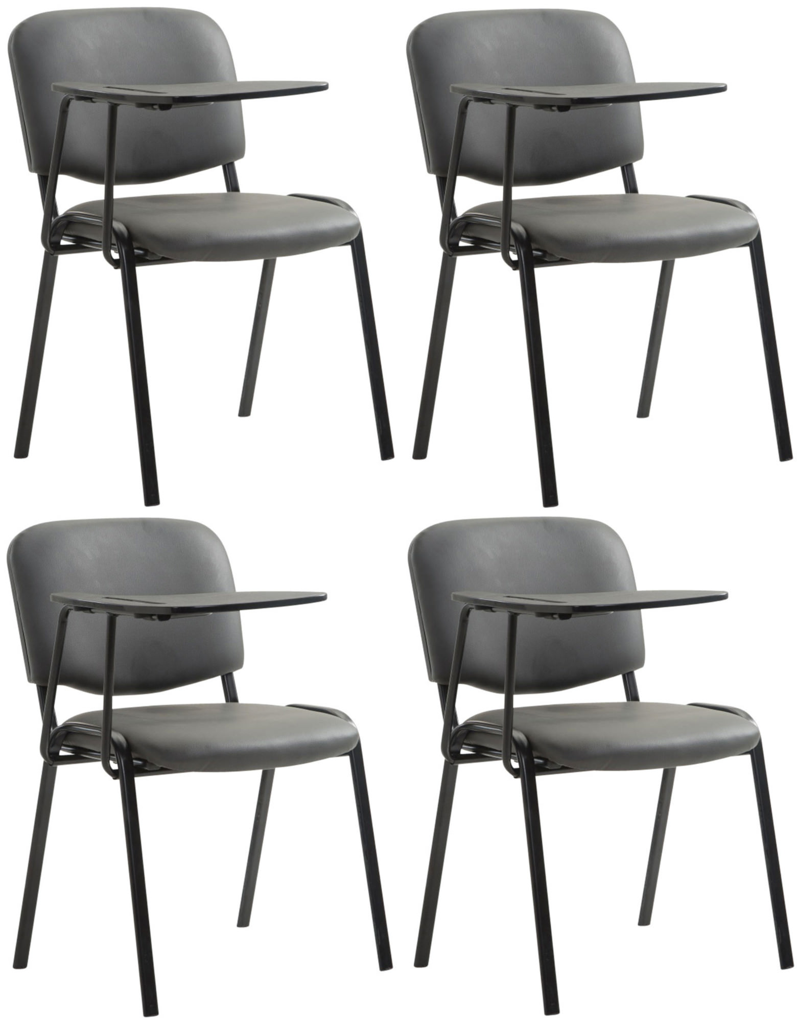 4er Set Stühle Ken mit Klapptisch Kunstleder grau