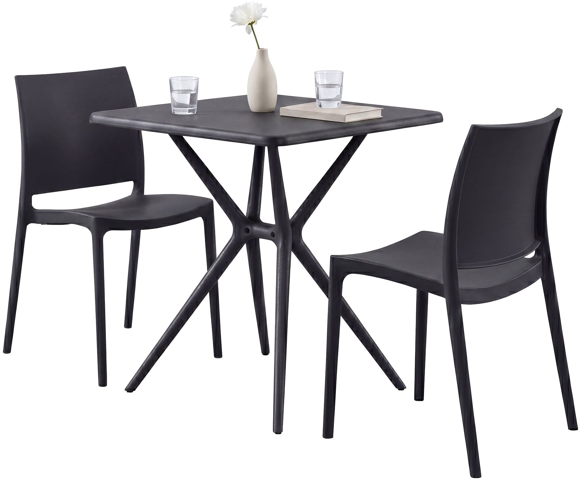 Gartenmöbel-Set Amino mit 2 Stühlen schwarz