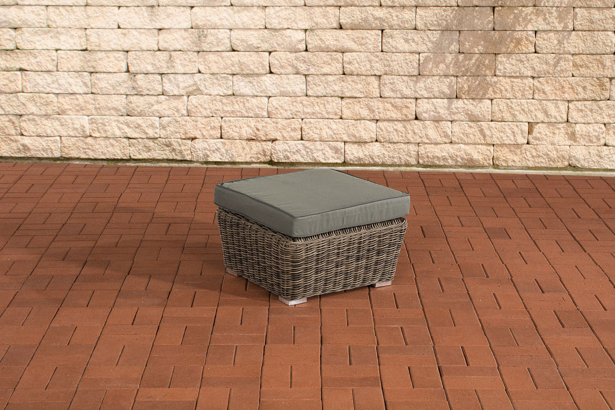 Polyrattan Fußhocker Hocker Mandal grau-meliert eisengrau