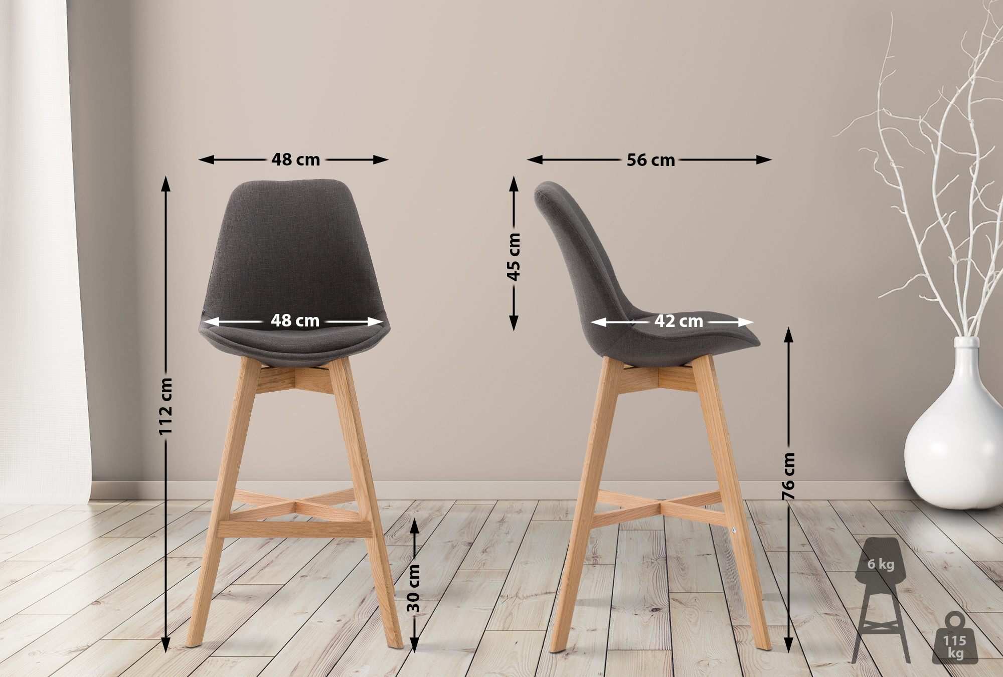 2er Set Barhocker Cannes Stoff