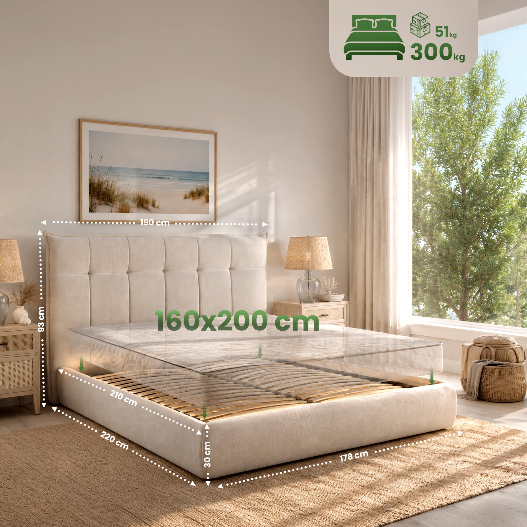 Bett Mirka 160 x 200 cm creme