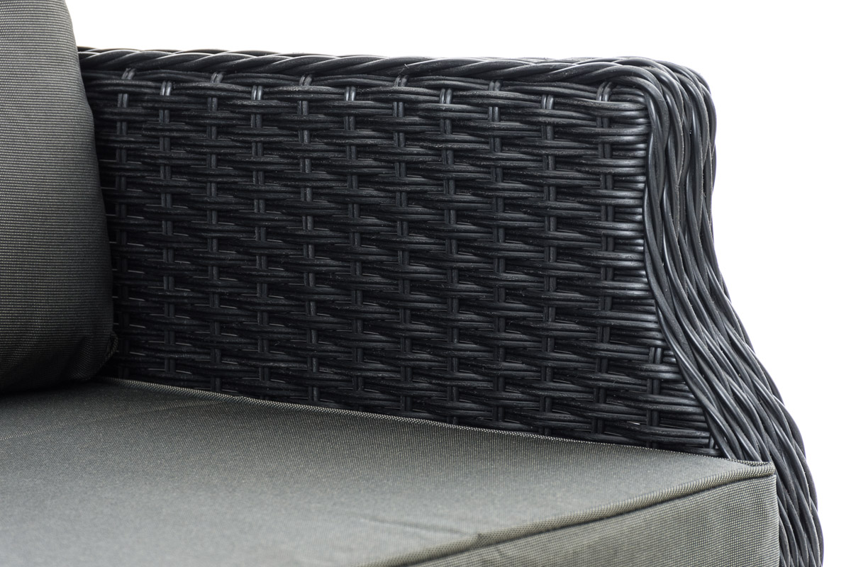 Polyrattan Verstellbarer Sessel Breno inkl. Fußhocker schwarz anthrazit