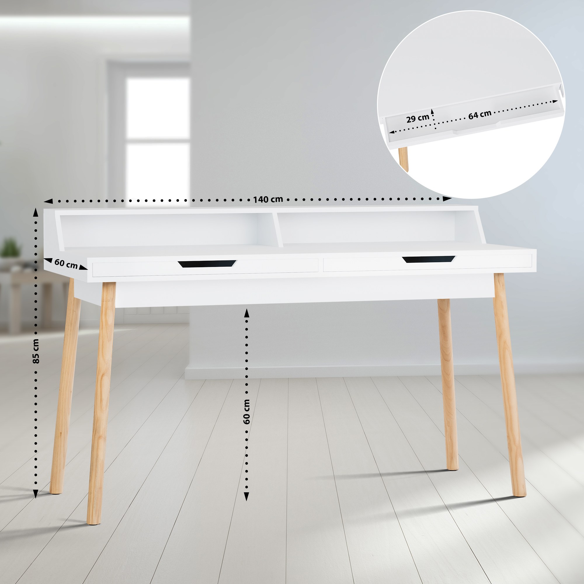 Schreibtisch Eaton weiß 140 cm
