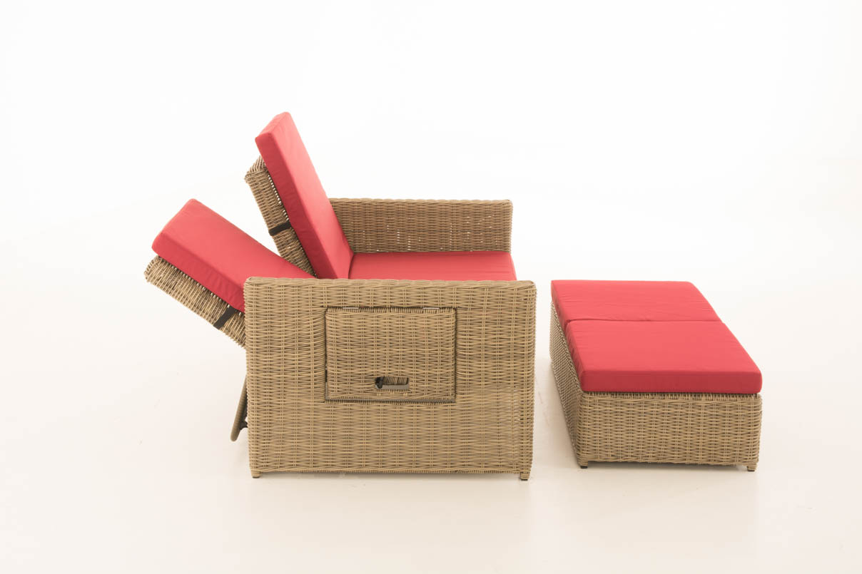 Polyrattan Sofa Ancona 5mm natura rubinrot