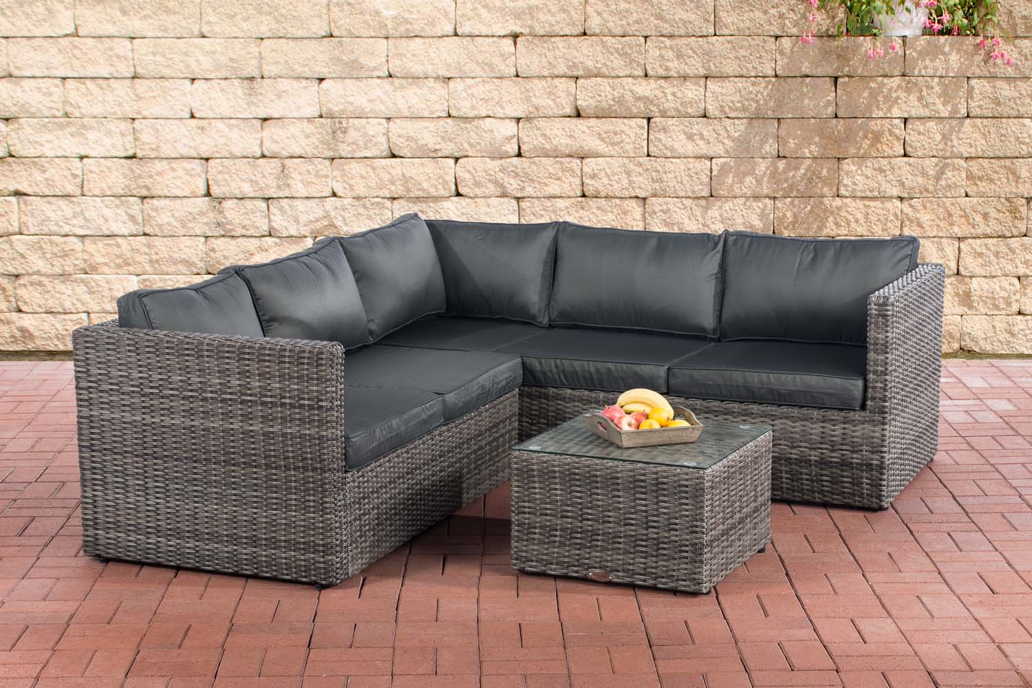 Polyrattan Gartengarnitur Liberi 5mm grau-meliert anthrazit