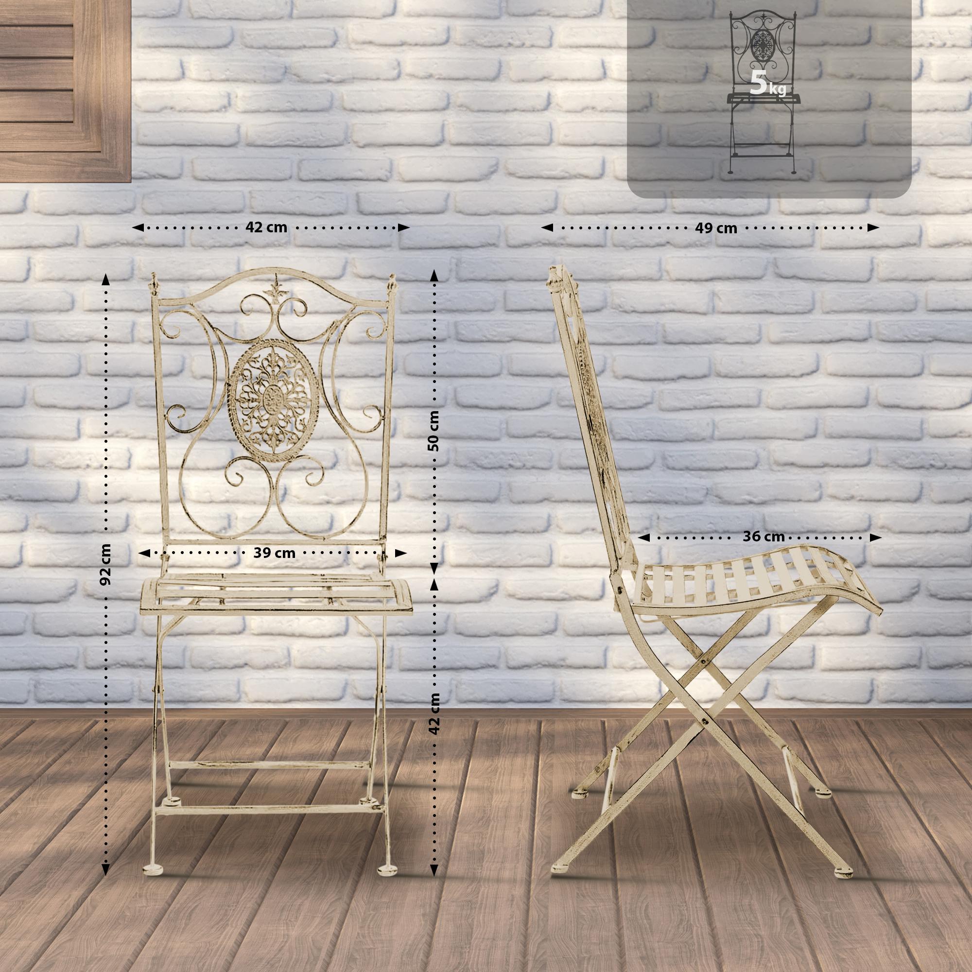2er Set Klappstühle Sibell antik-creme