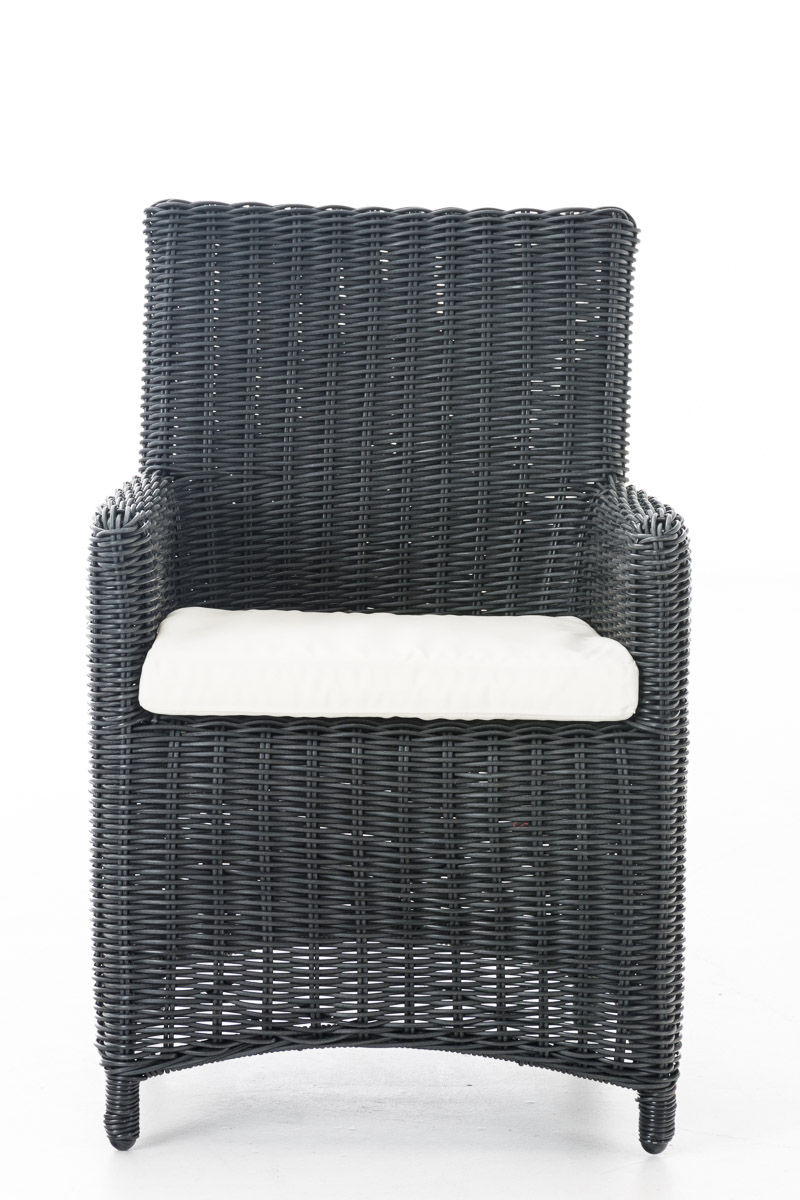 Polyrattan Gartenstuhl Fontana 5mm schwarz cremeweiß
