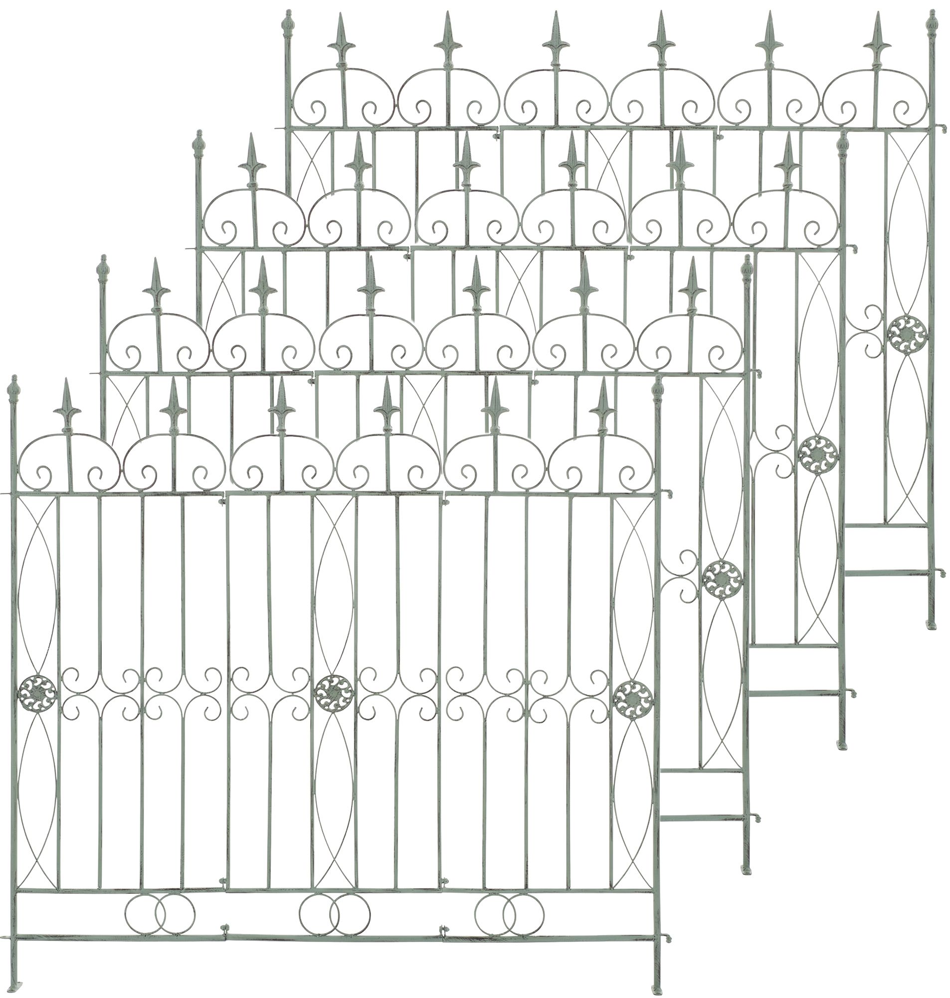 4er Set Gartenzäune Mangold antik-grün