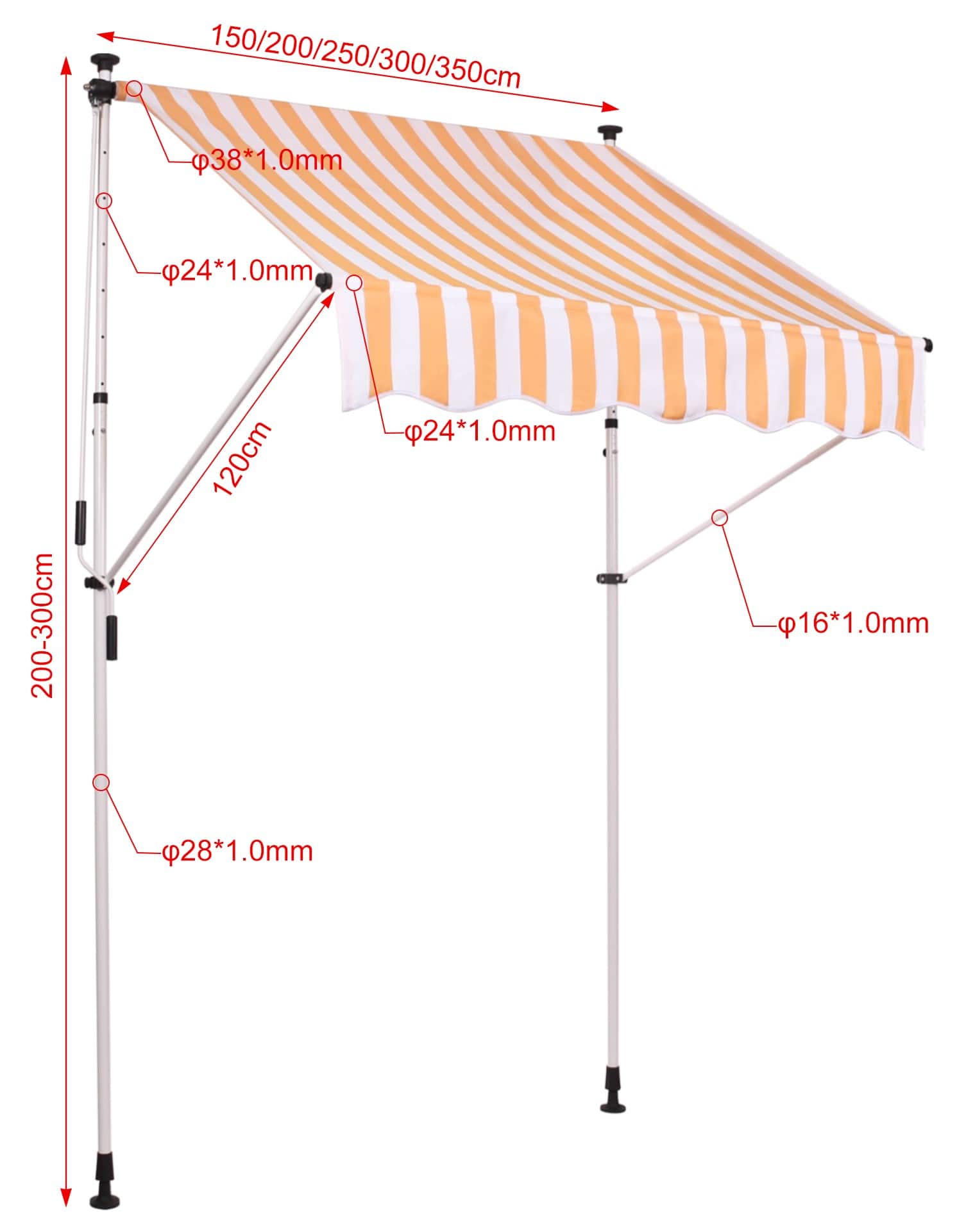 Klemm-Markise Westerly weiß/gelb 350x120 cm