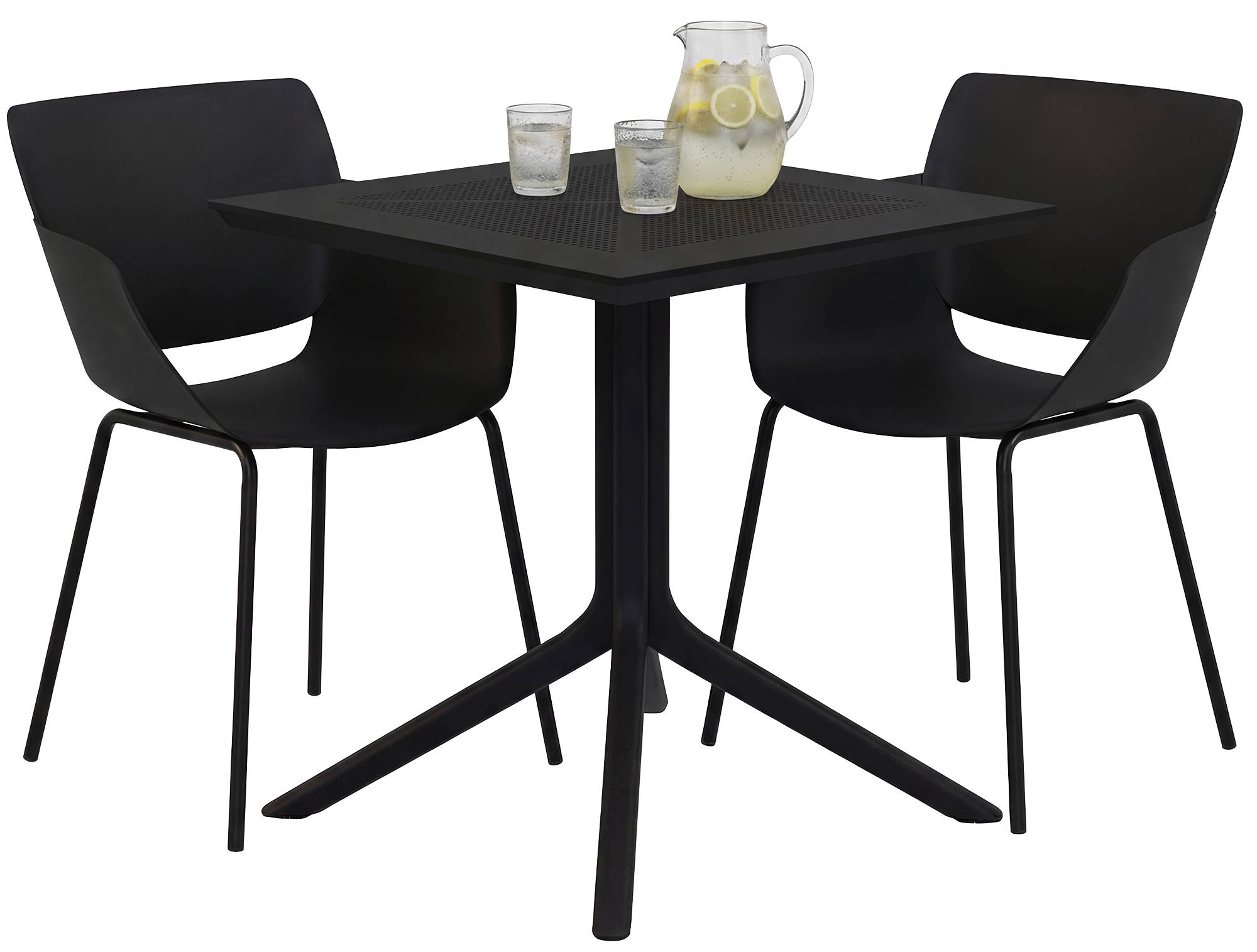 Gartenmöbel-Set Lirra mit 2 Stühlen schwarz