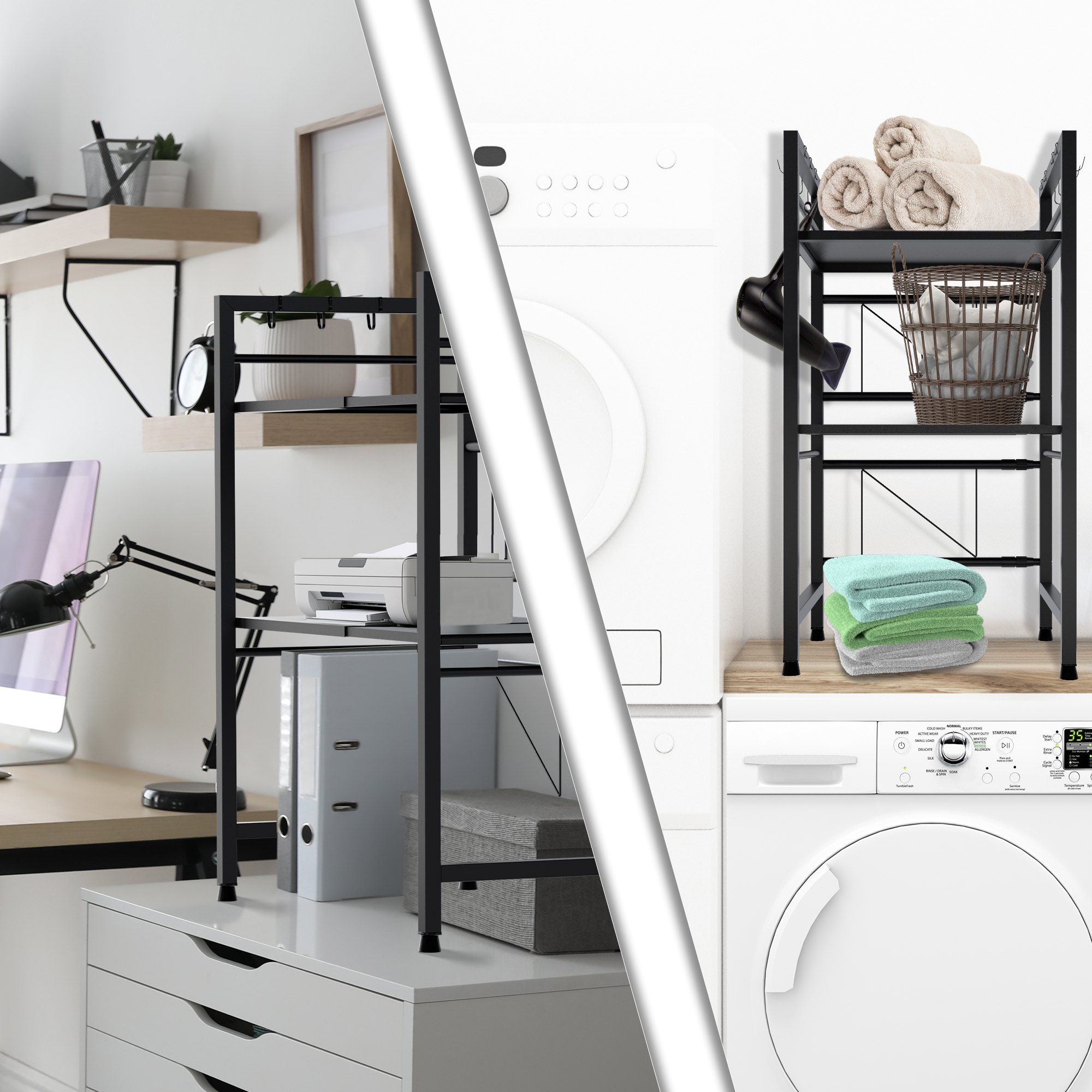 Mikrowellenregal Marana stufig schwarz 3-stufig