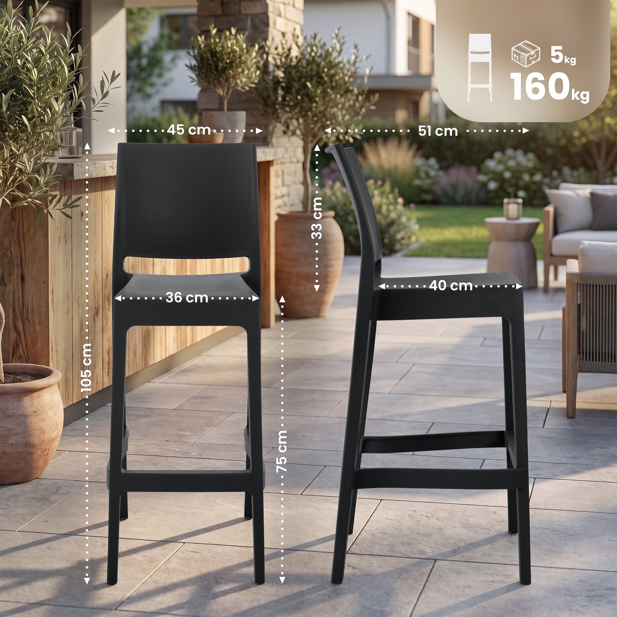 4er Set Barhocker Maya Kunststoff