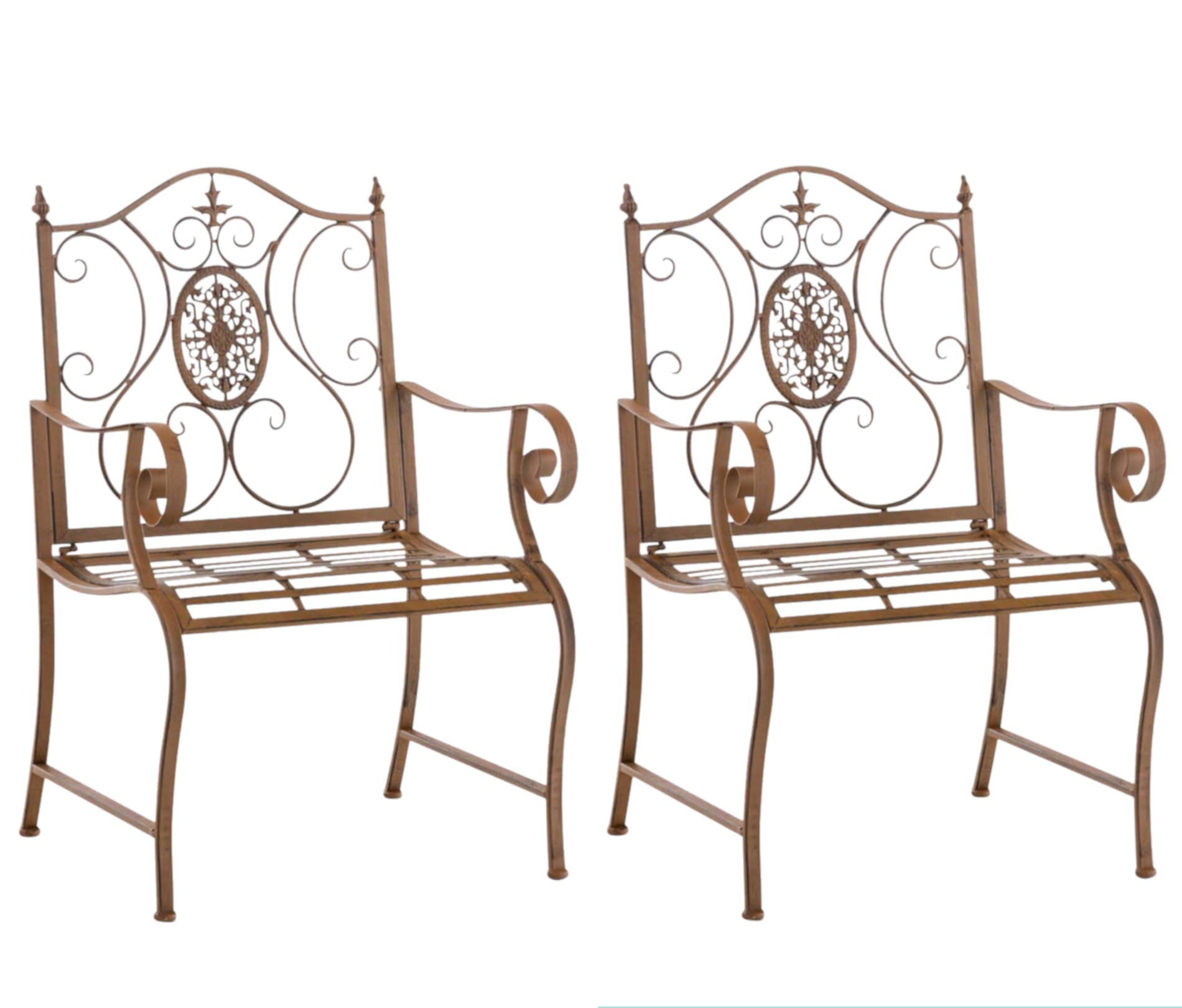2er Set Gartenstühle Punjab mit Armlehnen antik braun
