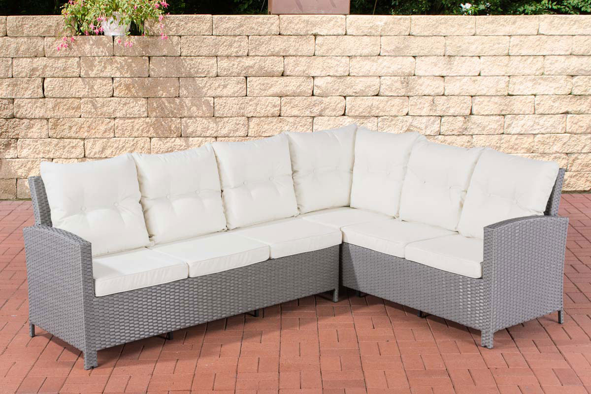 Polyrattan L Garnitur Minari ohne Tisch grau cremeweiß