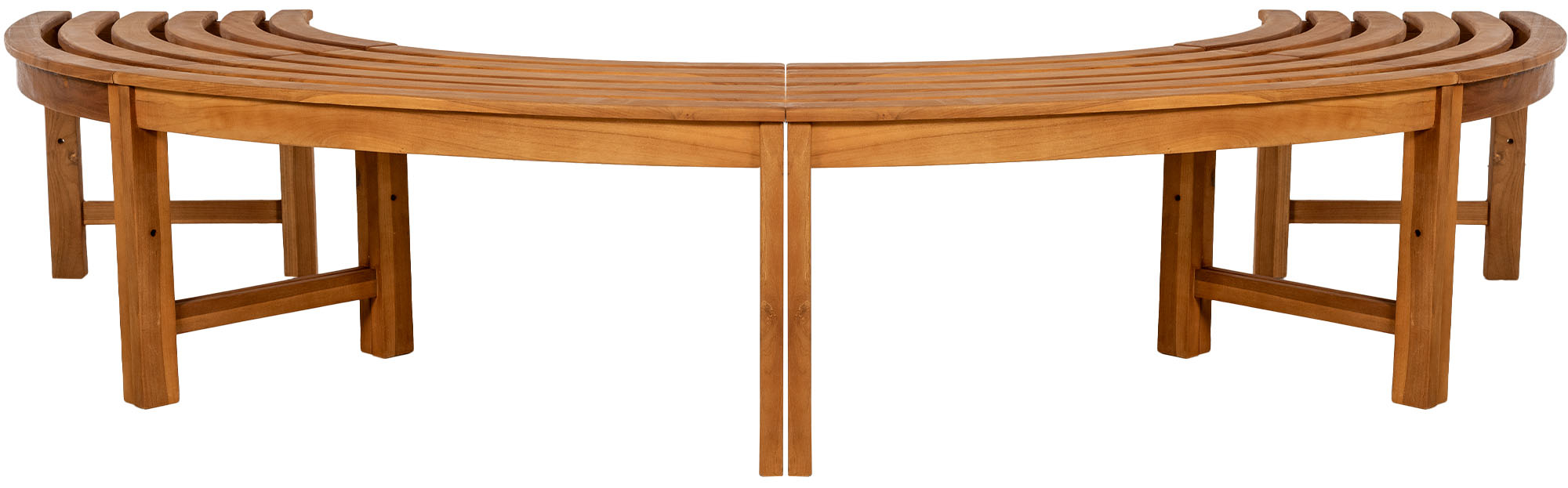 Baumbank Male halbrund ohne Rückenlehne 250 cm teak