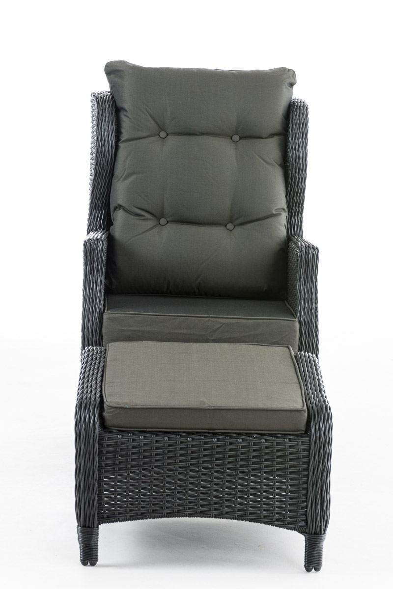 Polyrattan Verstellbarer Sessel Breno inkl. Fußhocker schwarz anthrazit