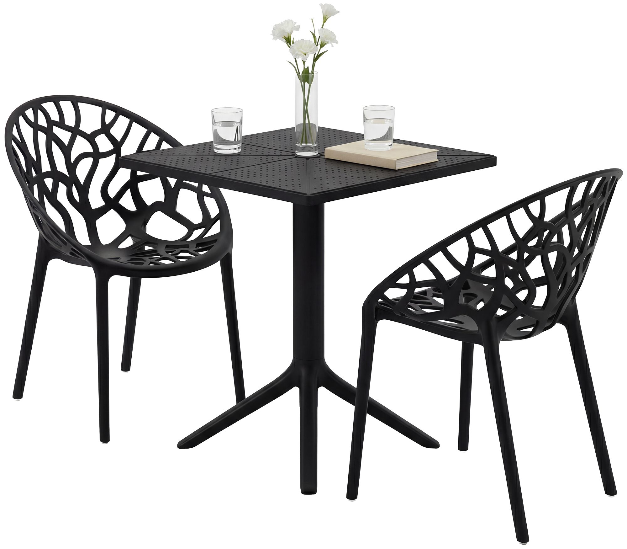 Gartenmöbel-Set Neriva mit 2 Stühlen schwarz