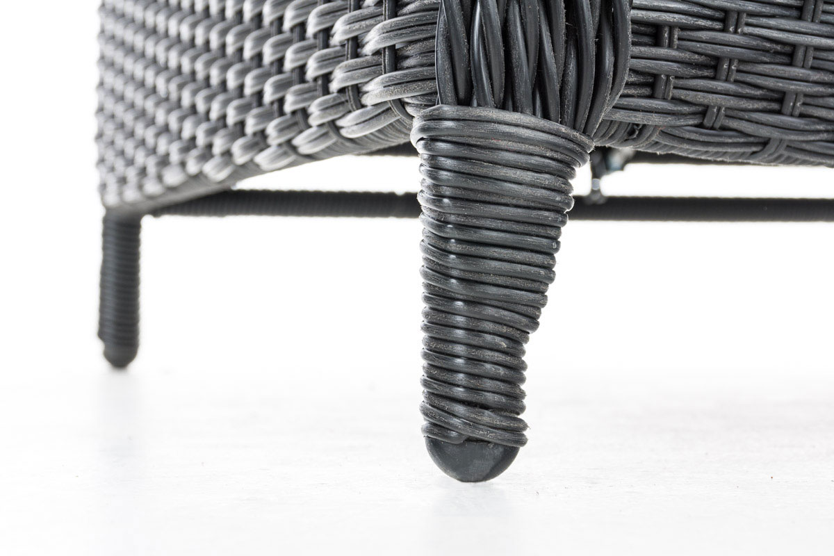 Polyrattan Verstellbarer Sessel Breno inkl. Fußhocker schwarz eisengrau