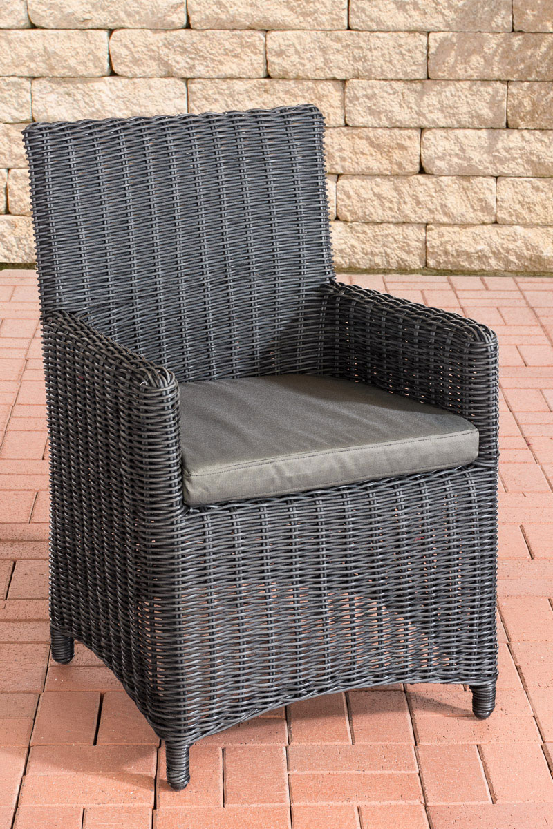 Polyrattan Gartenstuhl Fontana 5mm schwarz anthrazit
