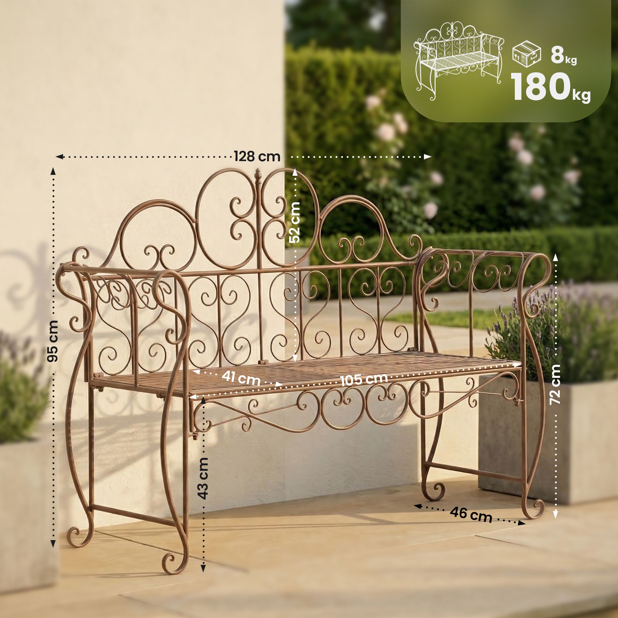 Gartenbank Minna antik braun