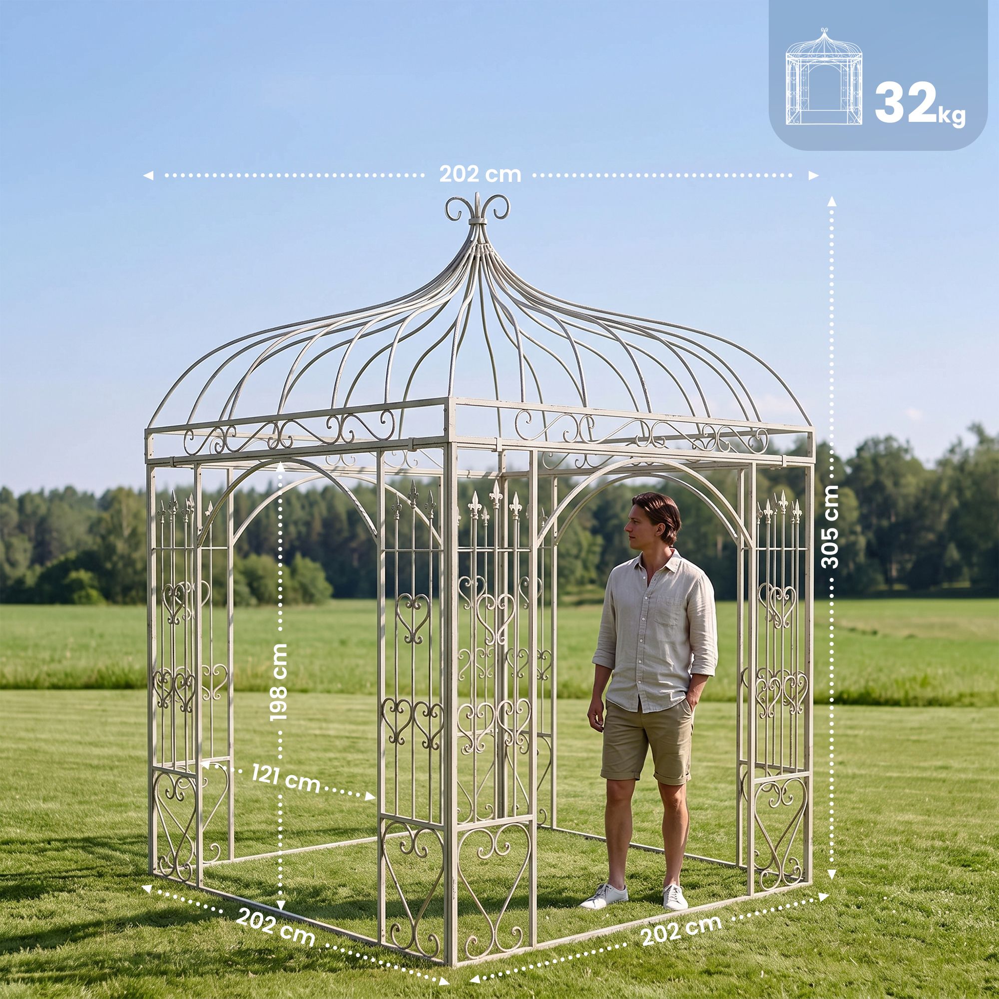 Rosenpavillon Manja antik weiß