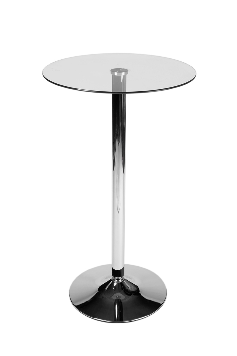 Stehtisch mit Tischplatte aus Glas klarglas