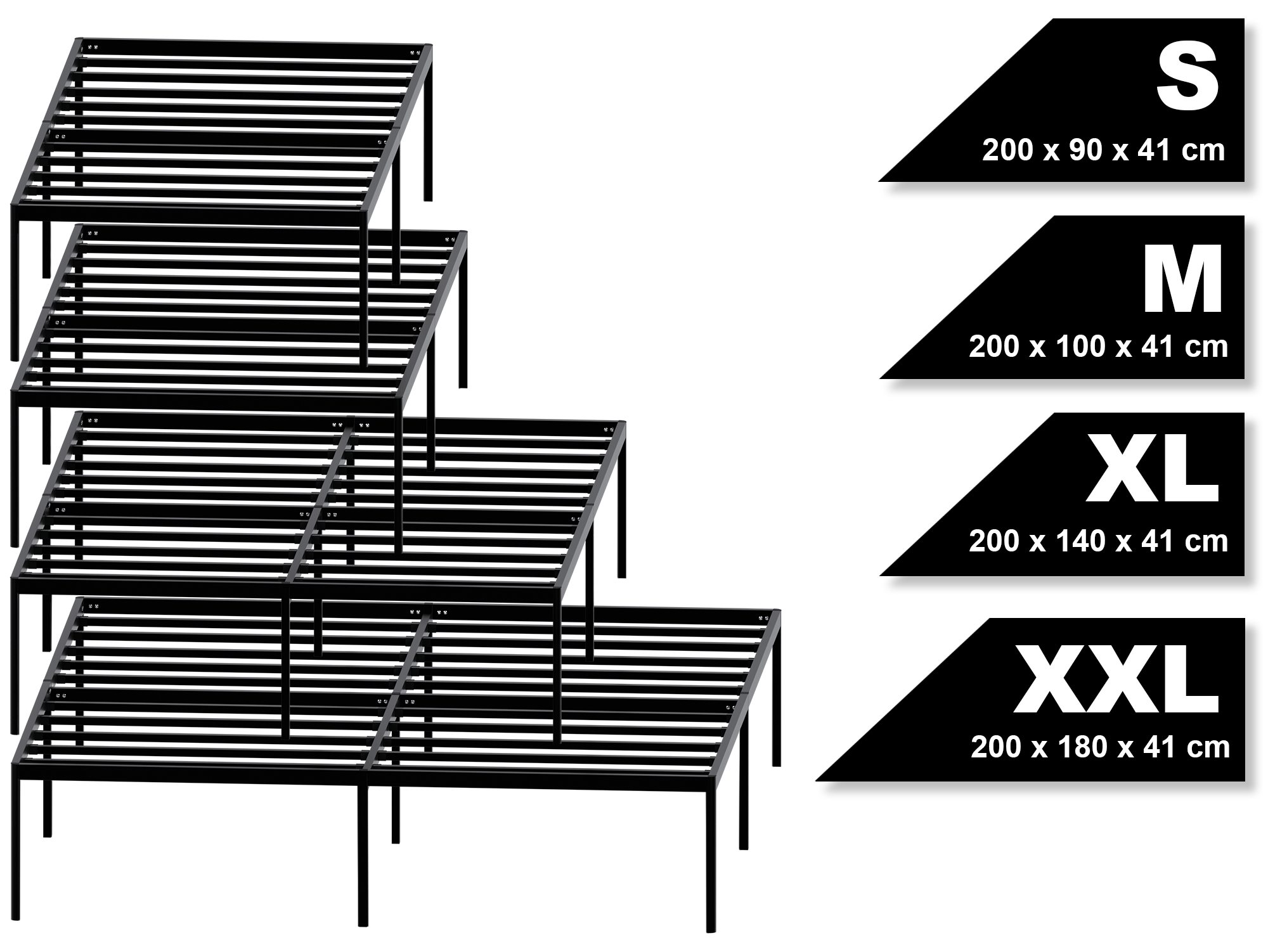 Metallbett Hamlin schwarz 200x100x41 cm