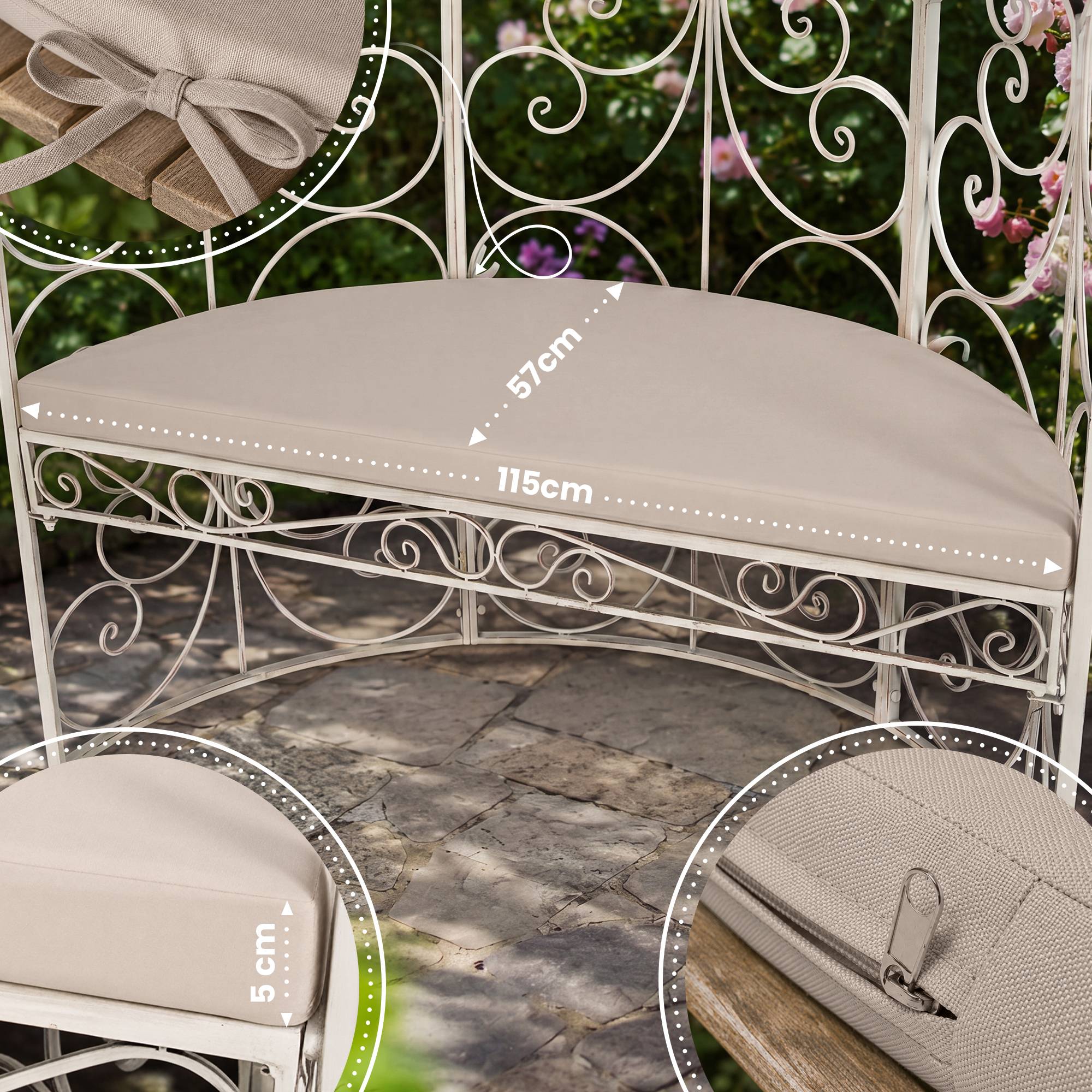 Sitzkissen Halbpavillon Rosie creme