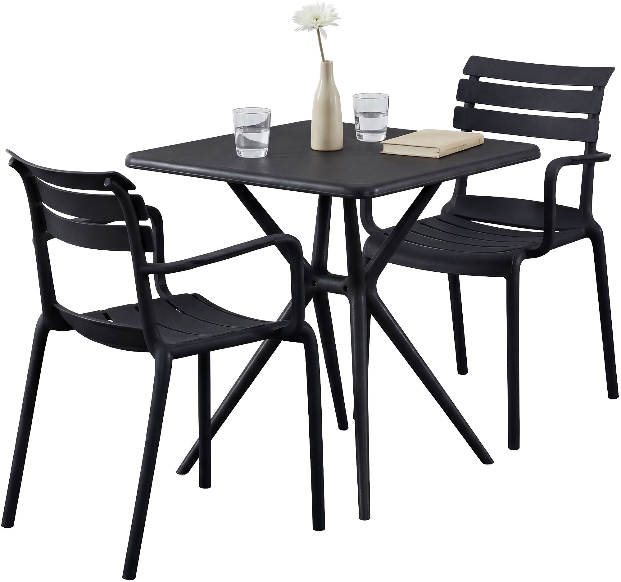 Gartenmöbel-Set Avena mit 2 Stühlen schwarz