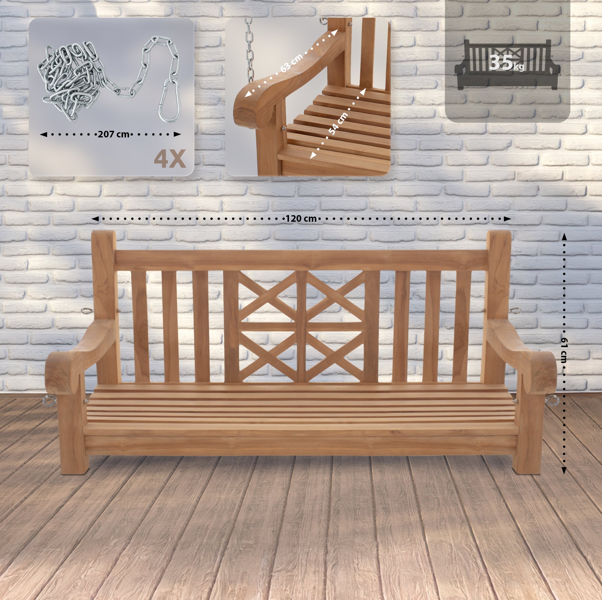 Schaukelbank Farm teak 120 cm