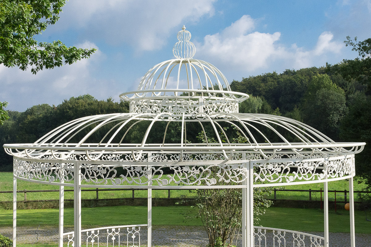 Luxus Pavillon Romantik rund 350 cm antik weiß