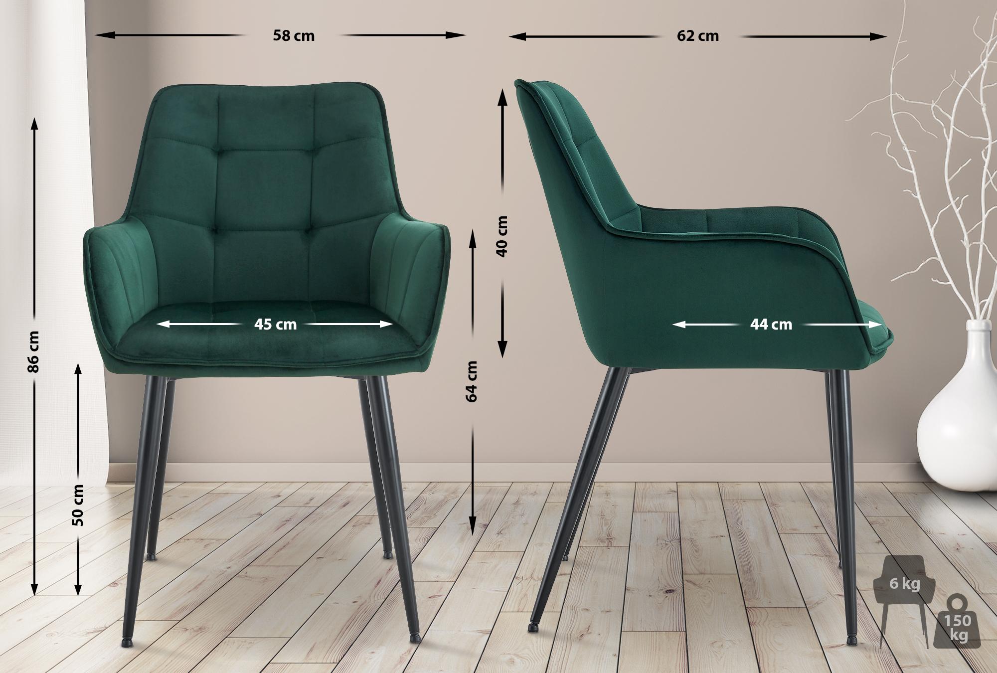 2er Set Esszimmerstuhl Ferndale Samt