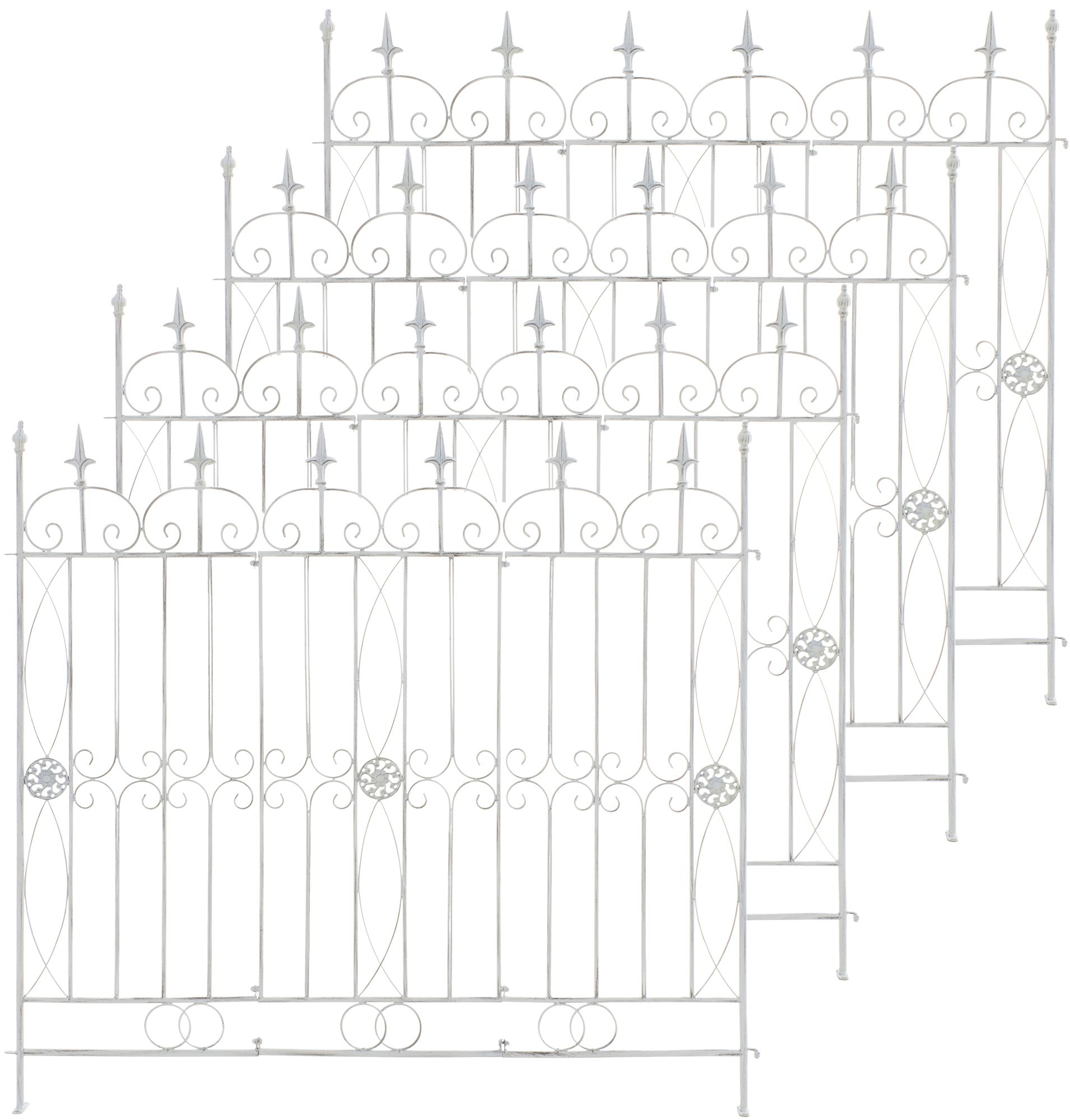4er Set Gartenzäune Mangold antik weiß