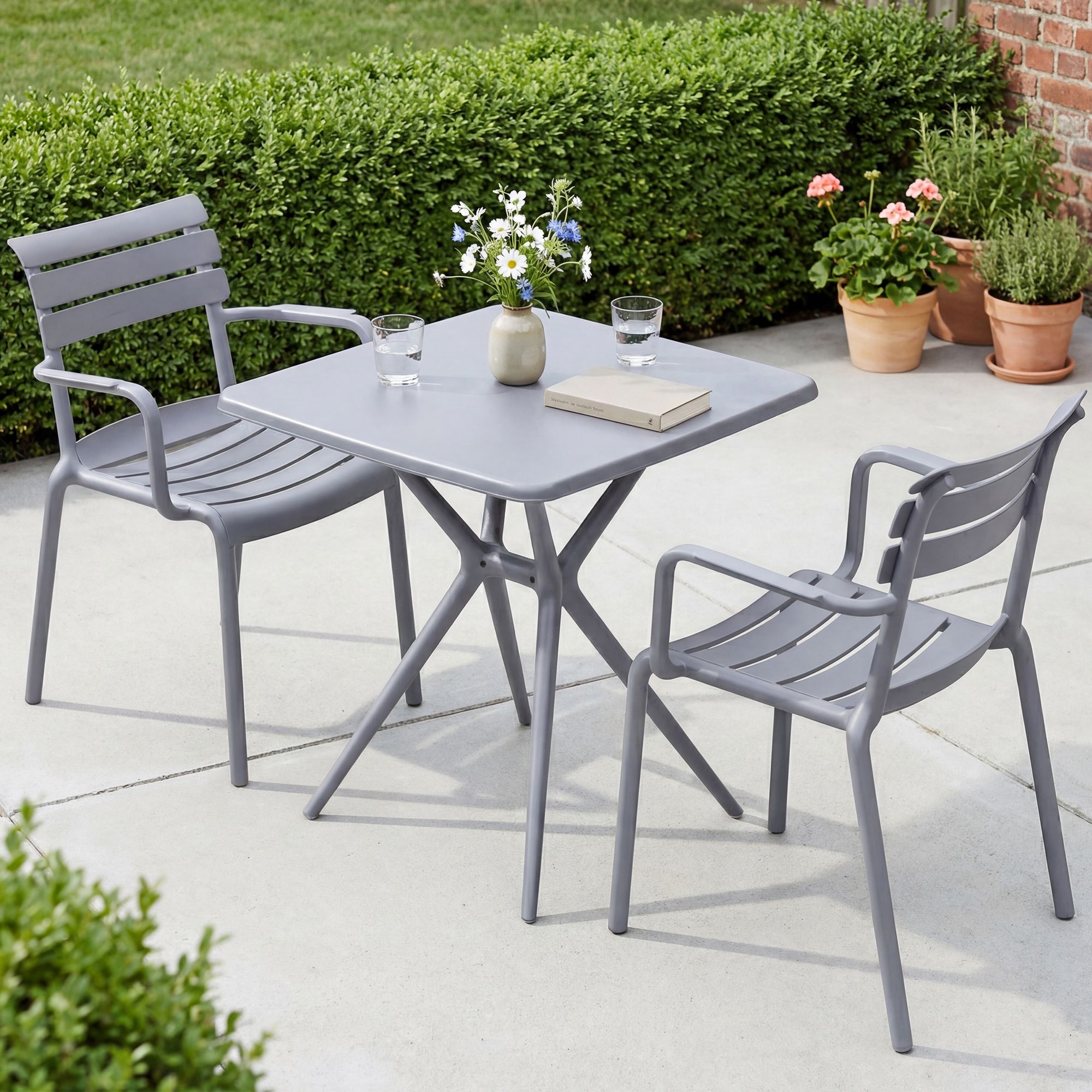 Gartenmöbel-Set Avena mit 2 Stühlen grau