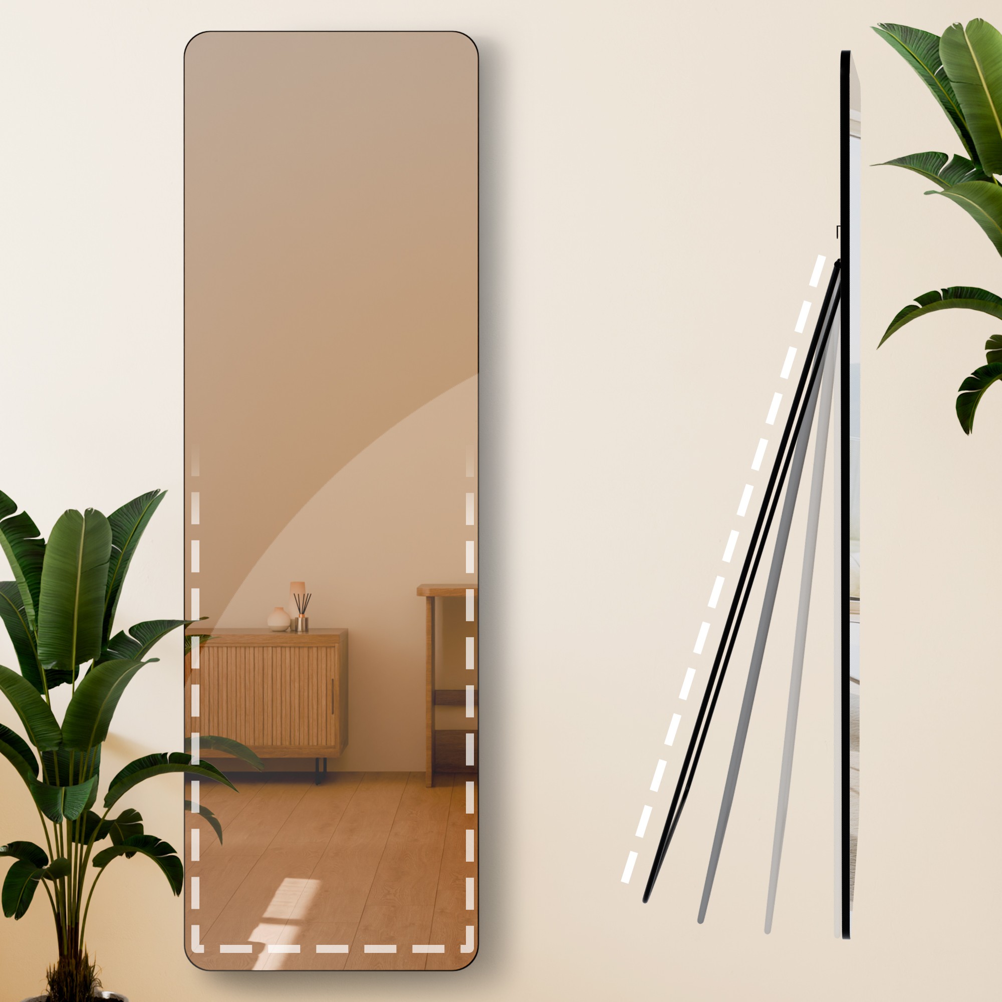 Spiegel Gurnee schwarz-matt 160x50 cm