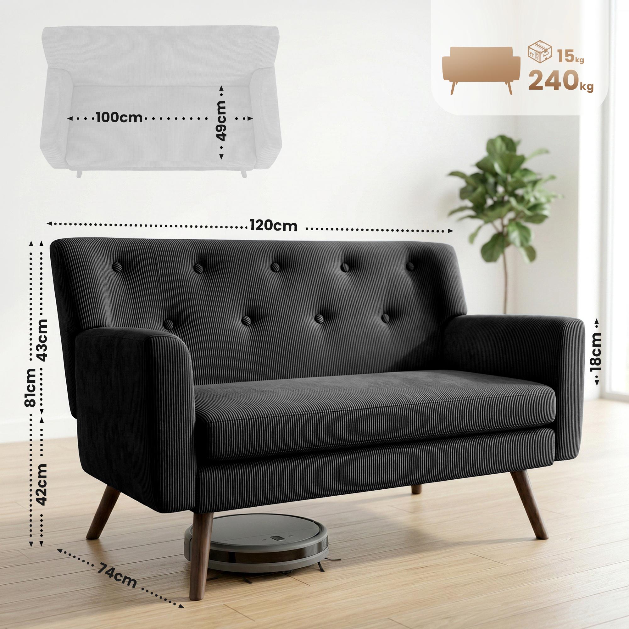 Sofa Kioni Cord schwarz