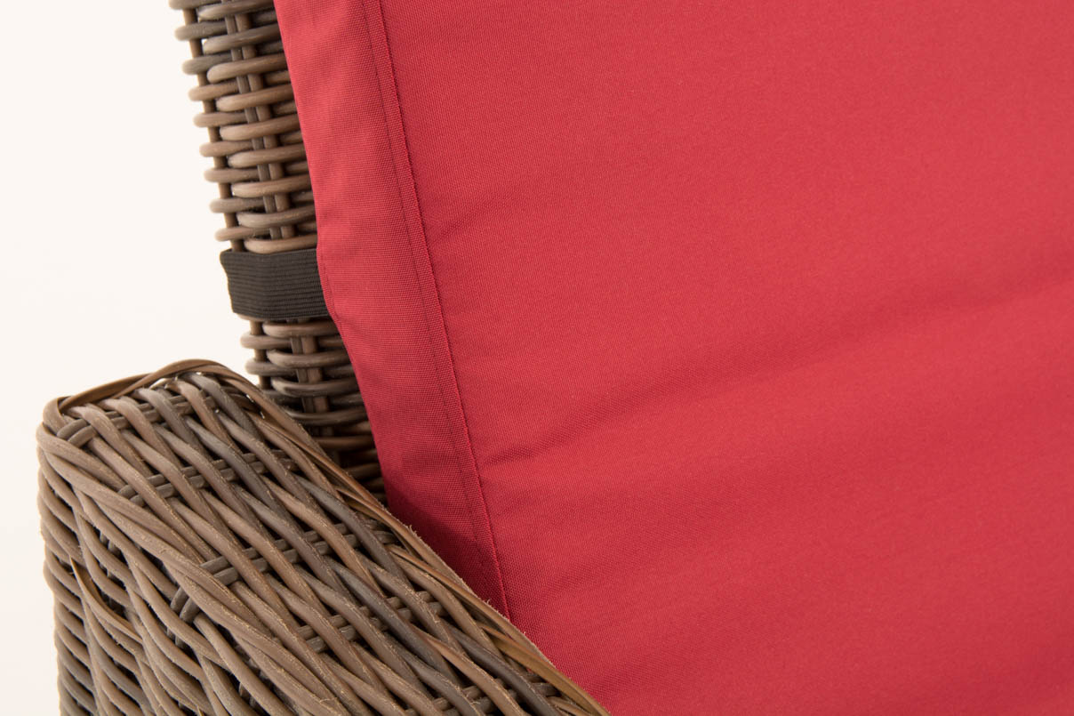 Polyrattan Sofa Ancona 5mm braun-meliert rubinrot