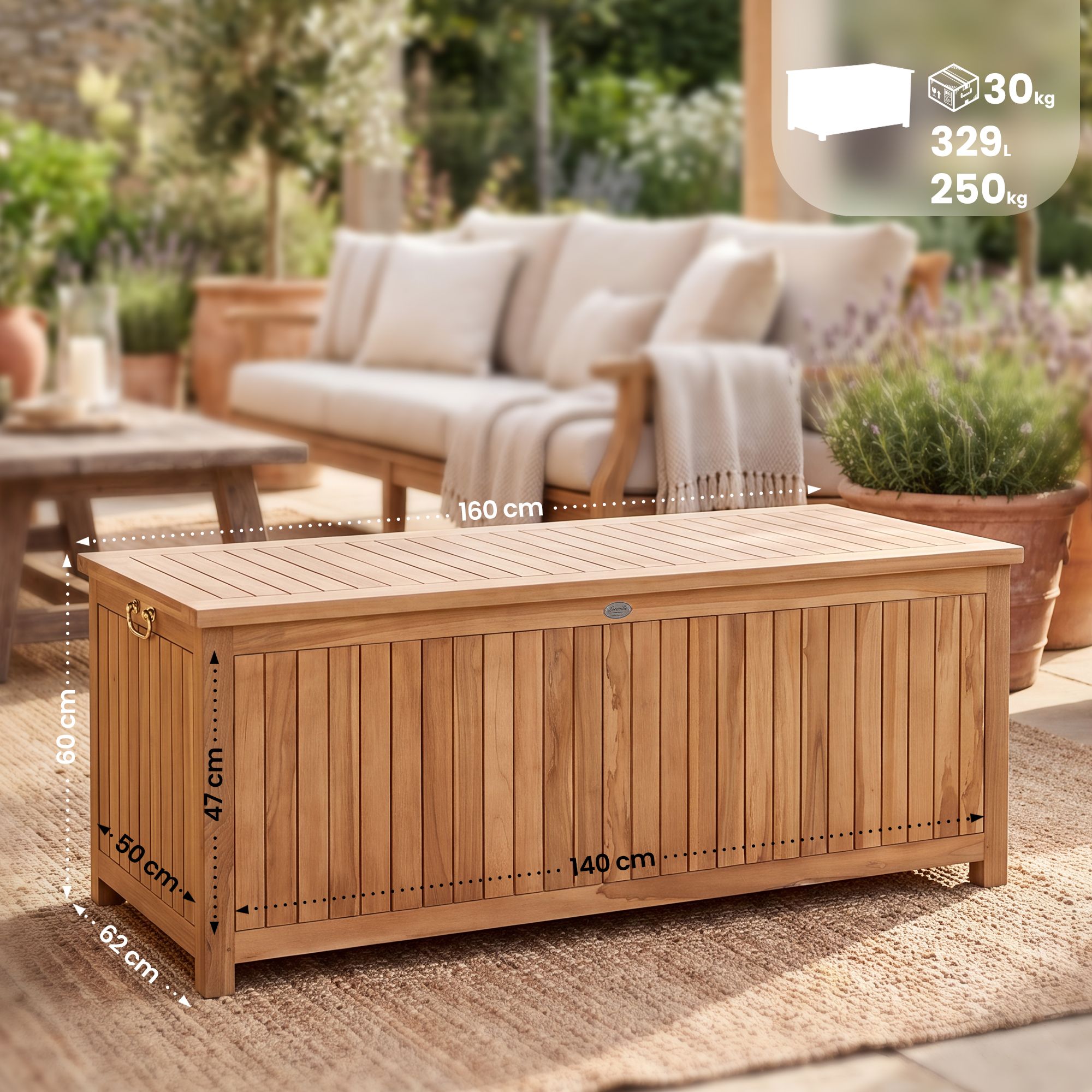 Teak Auflagenbox Odessa teak 160 cm