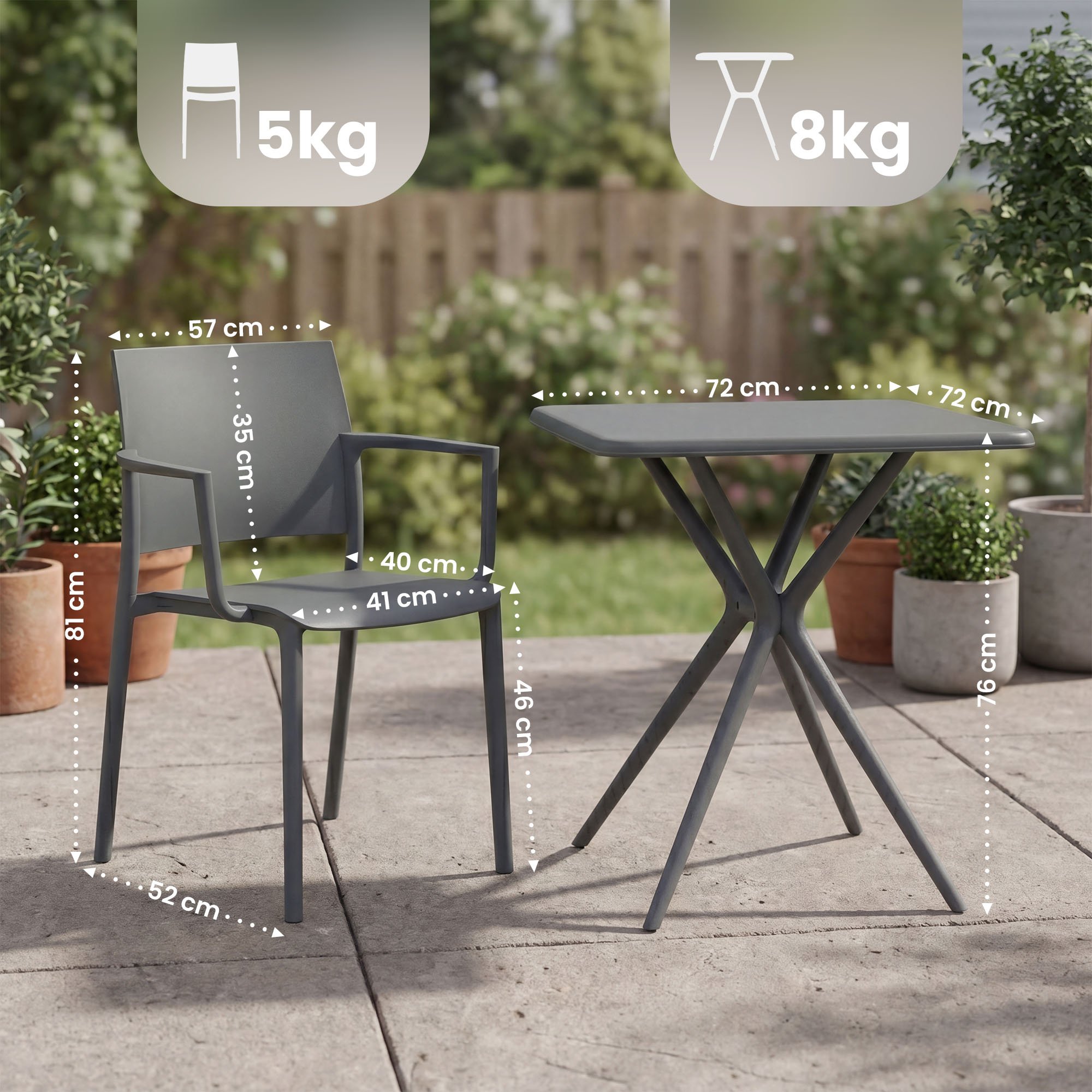 Gartenmöbel-Set Pula dunkelgrau