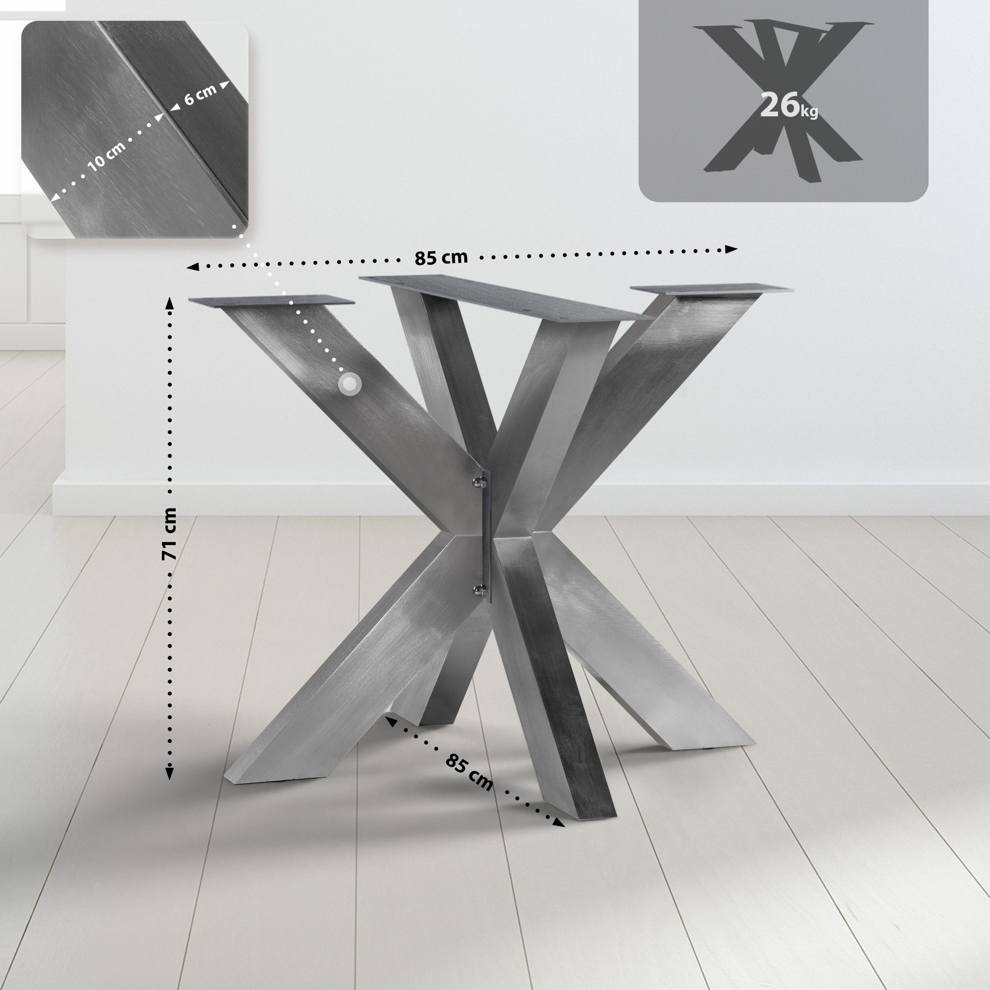 Tischbeine Duncan edelstahl 85x85x71 cm